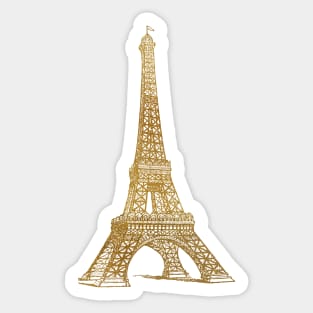 Paris Glamor - Gold Eiffel Tower with a Navy Blue Background Sticker